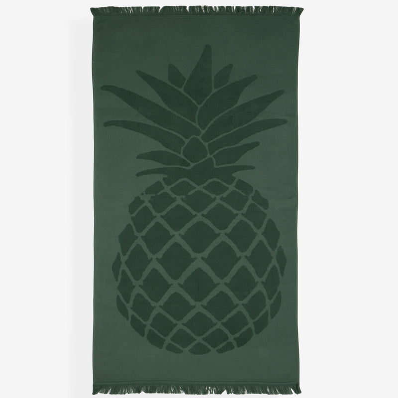 Alectrona green One Side Terry Turkish Towel with pineapple figure Urban Pera